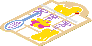 Sticker  3.8 x  2.4 with Yellow Duck, Brush and Sponges