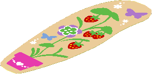 Sticker  5.1 x  1.7 with Strawberry Plant, Flowers and Butterflies Right
