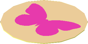 Sticker  1.2 x  1.2 Round with Dark Pink Butterfly on Tan Background