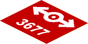 Sticker  3.4 x  3.8 with White Train Logo (2006, Bold) and White "3677" on Red Background