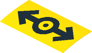 Sticker  1.8 x  3.8 with Black Train Logo (2006, Bold) on Yellow Background (Formed)