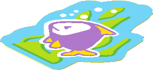 Sticker  1.9 x  1.4 with Medium Lavender Fish with Yellow Fins