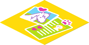 Sticker  1.9 x  1.9 with Horse Head Photo and Dog ID on Yellow Background