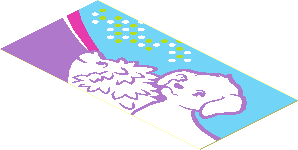 Sticker  1.9 x  3.9 with Hedgehog and Dog on Medium Azur and Medium Lavender Background