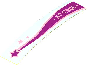 Sticker  0.9 x  3.9 with "3063-JV" and Magenta Shooting Star, Right (Formed)