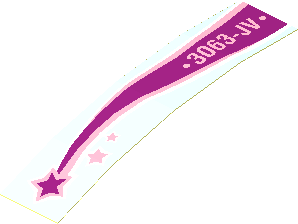 Sticker  0.9 x  3.9 with "3063-JV" and Magenta Shooting Star, Left (Formed)