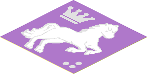 Sticker  1.9 x  1.9 with Crown and White Rearing Horse on Purple Background Facing Right
