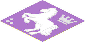 Sticker  1.9 x  1.9 with Crown and White Rearing Horse on Purple Background Facing Left