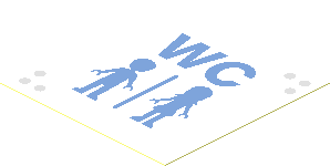 Sticker  1.9 x  1.9 with "WC" and Male and Female Friends Minifigures Silhouettes