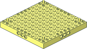 Brick 12 x 12 with 3 Pin Holes on Sides and Support Pins in Corners