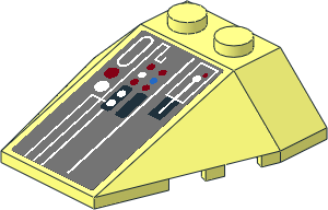 Wedge  4 x  4 Triple with Stud Notches with SW X-Wing Control Panel Sticker