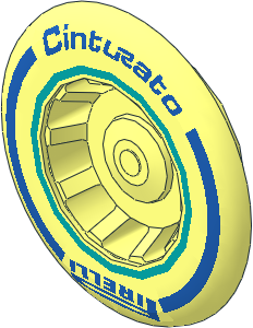 Wheel Rim 11 x 18 Side with Tyre Widener with Blue "Pirelli Cinturato" Pattern