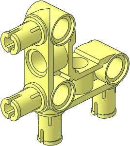 Technic Pin Connector Perpendicular  3 x  3 Bent 90 with 4 Pins, Slots Across Beam