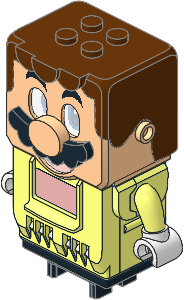 Electric Hub Mario with Reddish Brown Hair, Light Nougat Face and Black Moustache Pattern