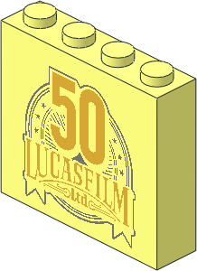 Brick  1 x  4 x  3 with Metallic Gold "50" and "LUCASFILM Ltd" Pattern
