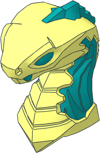 Minifig Head Snake with Closed Mouth with Dark Turquoise Flames and Eyes Pattern