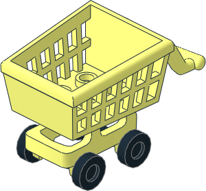 Minifig Shopping Cart with Black Wheels