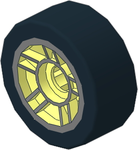 Wheel Rim  6.4 x  11 with  5 Spokes with Metallic Silver Outline Pattern with Tyre  6/ 30 x  11