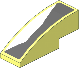 Slope Brick Curved  3 x  1 with White Trapezoid on Grey Background Left Sticker