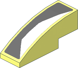 Slope Brick Curved  3 x  1 with White Trapezoid on Grey Background Right Sticker