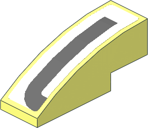 Slope Brick Curved  3 x  1 with Dark Grey Lines on White Background Right Sticker