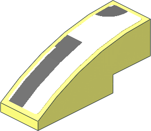 Slope Brick Curved  3 x  1 with Dark Grey Lines on White Background Left Sticker