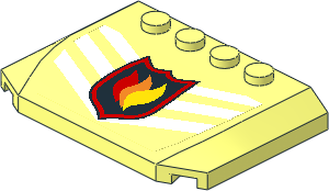 Slope Brick 45  4 x  6 x  0.667 Double Curved with Fire Logo Badge and Three White Chevrons Sticker