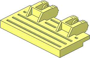 Hinge Tile  2 x  4 with Ribs Locking without Rear Reinforcements,  7 Teeth