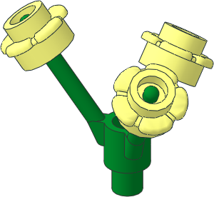 Plant Flower Stem Green with Bar and Hole and  3 Plates  1 x  1 with  5 Petals