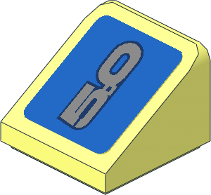 Slope Brick 31  1 x  1 with Grey "5.0" Text on Blue Background Right Sticker