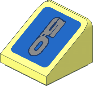 Slope Brick 31  1 x  1 with Grey "5.0" Text on Blue Background Left Sticker