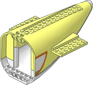 Plane Aft Section  8 x 16 x  7 with White Bottom and Tip with Orange, Light Bluish Grey, White Sticker on Both Sides