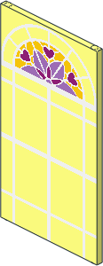 Glass for Window  1 x  4 x  6 with White Lattice, Magenta Hearts and Medium Lavender and Magenta Stylized Flower Pattern