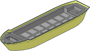Boat Hull Floating 72 x 18 with Light Bluish Grey Deck