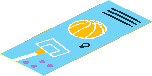 Sticker  2.5 x  1 with School Locker with Lavender Dots, Basketball Backboard and Ball