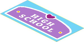 Sticker  1.9 x  3.9 with Heart and "HIGH SCHOOL" Plaque