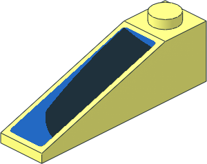 Slope Brick 18  4 x  1 with Black Trapezoid on Blue Background Left Sticker