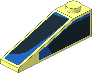 Slope Brick 18  4 x  1 with Black Trapezoid on Blue Background Right Sticker