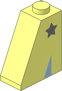 Slope Brick 65  2 x  1 x  2 with Silver Star and Bright Light Blue Triangle Pattern