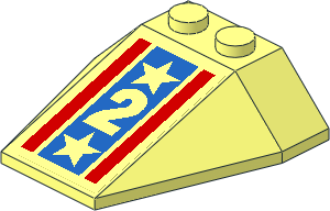 Wedge  4 x  4 Triple with White "2" and Stars on Blue Background with Red Stripes Sticker