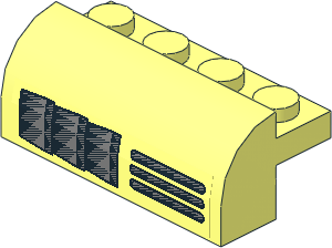 Brick  2 x  4 x  1.333 with Curved Top with Vertical and Horizontal Grille (Left) Sticker 