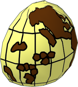 Cylinder Hemisphere  2 x  2 with Cutout with Reddish Brown Western Earth Map Pattern