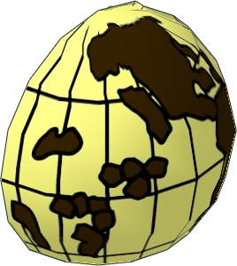 Cylinder Hemisphere  2 x  2 with Cutout with Dark Brown Western Earth Map Pattern