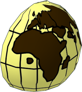 Cylinder Hemisphere  2 x  2 with Cutout with Dark Brown Eastern Earth Map Pattern