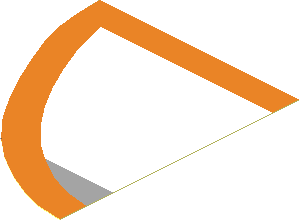 Sticker 3.6 x 3.0 Circle Section Right Rear Orange Border, Light Bluish Grey, White Lines