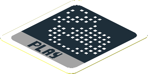 Sticker  1.4 x  1.5 with "PLAY" and Pixelated Stay-Puft Logo