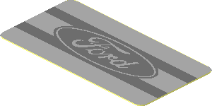 Sticker  0.9 x  1.8 with Dark Bluish Grey Ford Badge with Stripes on Light Grey Background