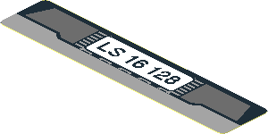 Sticker  0.8 x  1.8 with Black Number Plate "LS 16 128" on White Background