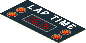 Sticker  1.8 x  3.8 with "Lap Time 06.26" and 4 Orange Lights on Black Background