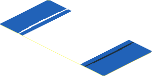 Sticker  1.8 x  3.8 with White Stripe and Black and White Arcs on Blue Background (Needs Work)